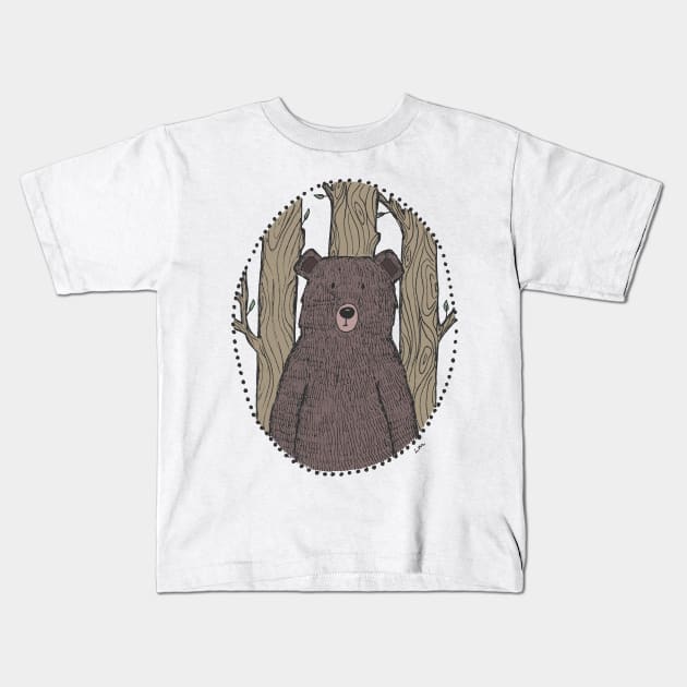 Portrait of a Bear Kids T-Shirt by LauraKatMax